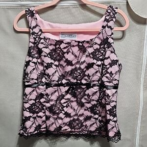 Jessica Howard Pink and Black Lace Blouse